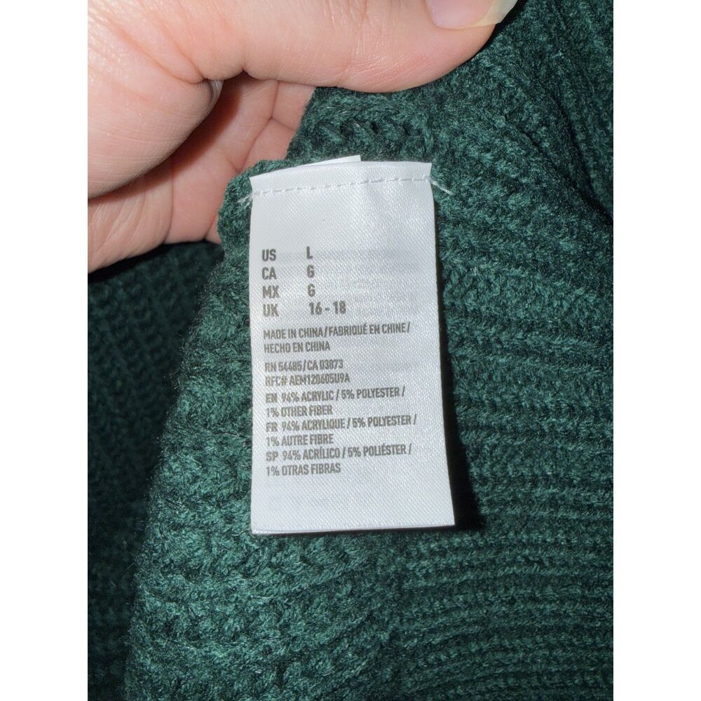 American Eagle Outfitters Jegging Sweater Dark Green Open Knit Loose Fit Large - Picture 4 of 10